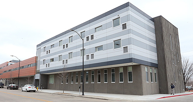 Exterior of the CISS emergency Shelter with 150 beds.